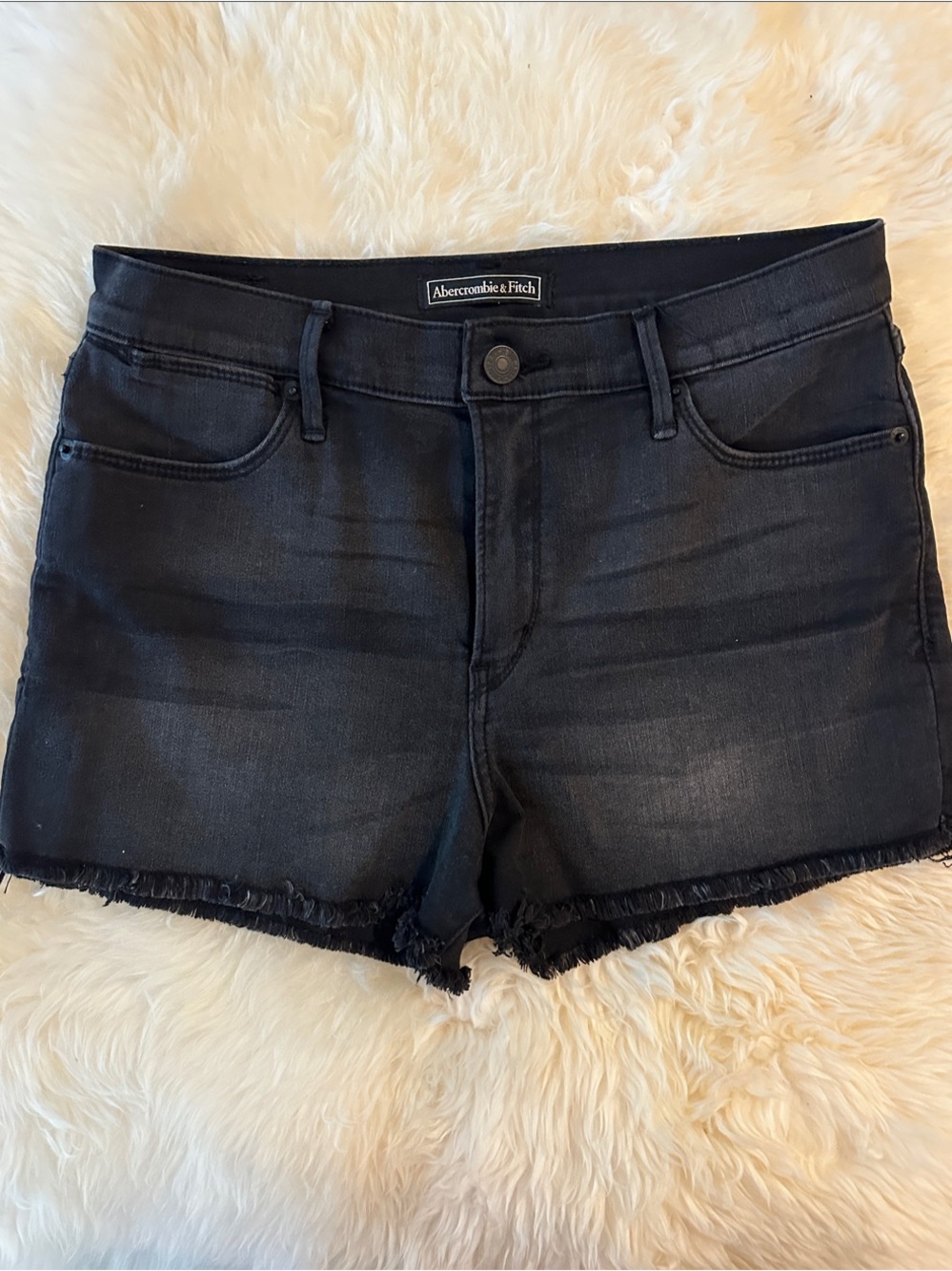 Abercrombie & Fitch Black Frayed Denim Shorts